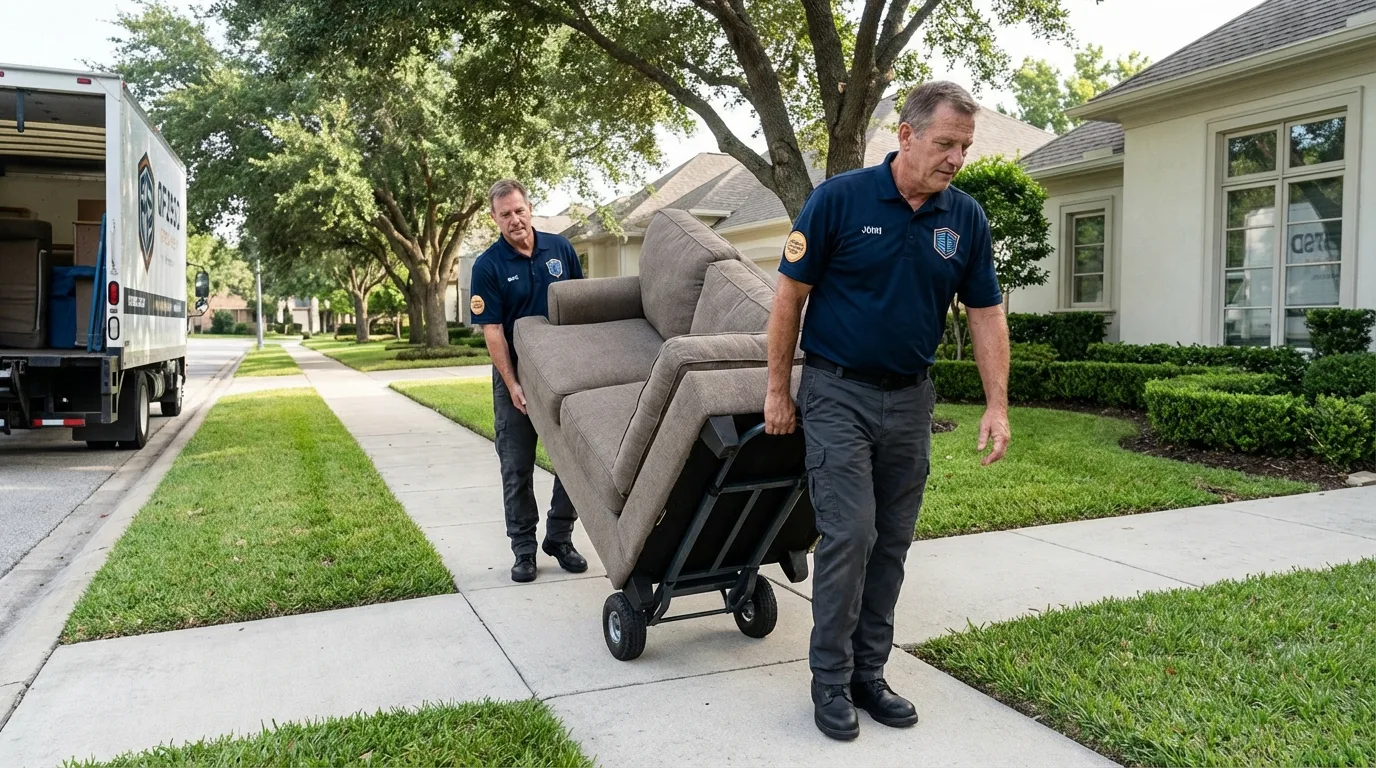 Local residential moving crew loading furniture in Moville, IA