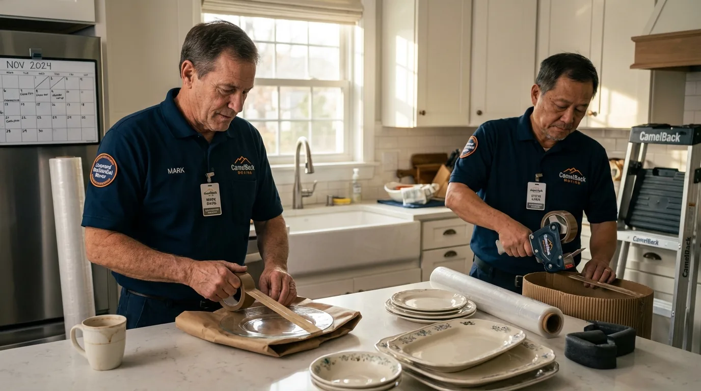 Professional crew packing kitchen dishware in Moville, IA